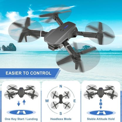 Drone with Dual 4K Camera for Adults | WiFi FPV RC Quadcopter with 2 Batteries | Live Video, Altitude Hold, 360° Flip, Headless Mode, One Key Takeoff & Carry Case for Kids and Adults. A3